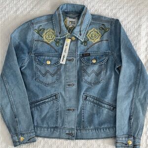 Wrangler Kendra Scott Yellow Rose Denim Jacket Size S